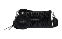 MIU MIU Matelassé Cow Leather Coin Purse, Shoulder Bag, Crossbody Bag Regular Women's Black
