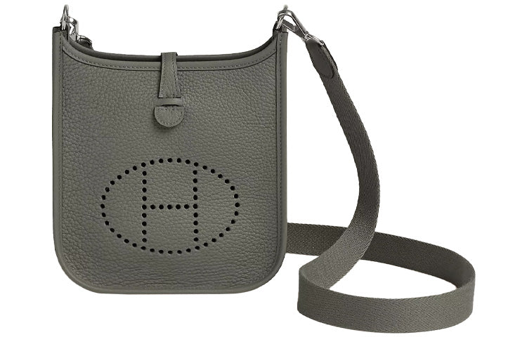 HERMES Evelyne Clemence Leather Ivorie Shoulder Bag Crossbody Bag Mini Women's Cumulonimbus Gray