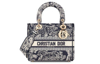 DIOR Lady Dior Embroidery Lady Dior Bag, Handbag, Shoulder Bag, Crossbody Bag Medium Size Women's Blue