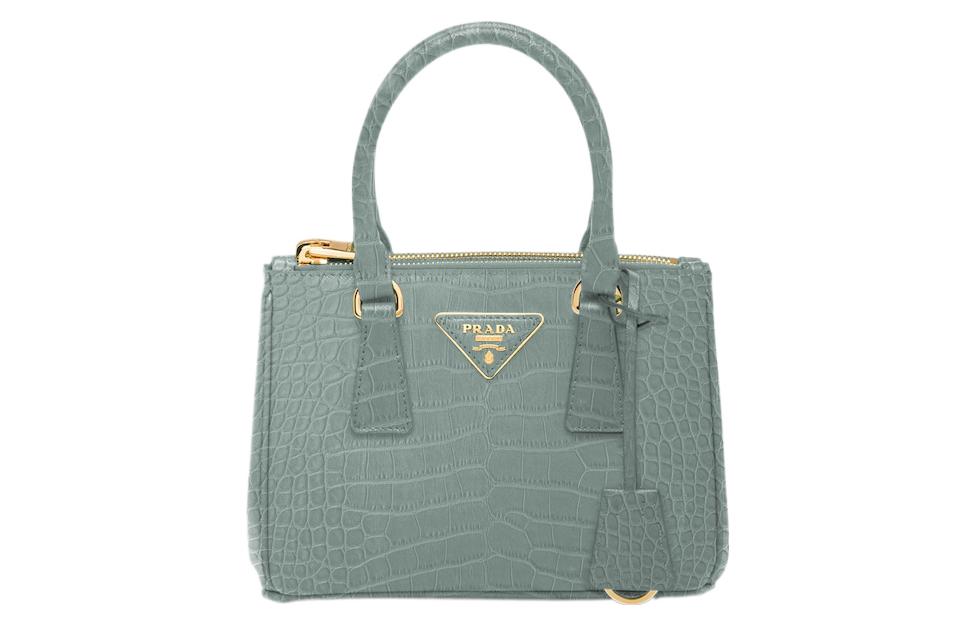 PRADA Galleria Killer Bag Crocodile Leather Shoulder Bag Crossbody Bag Handbag Mini Women's Lake Blue