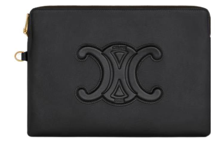 CELINE Cow Leather Clutch Women's Black