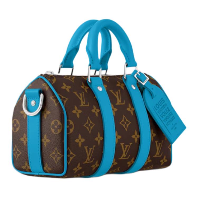 LOUIS VUITTON Coated Canvas Handbag Shoulder Bag Crossbody Bag Men's Blue & Brown