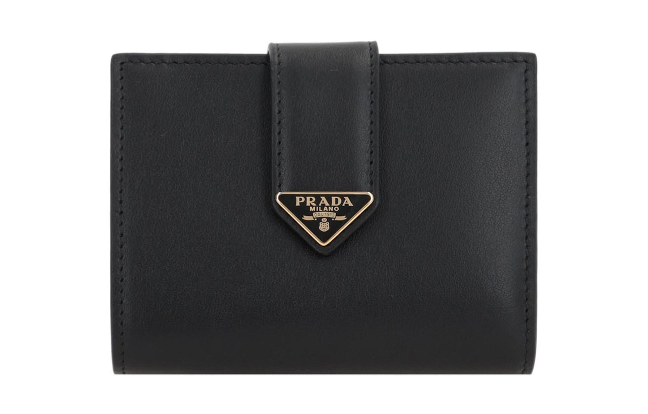 PRADA Calfskin Wallet Women's Black