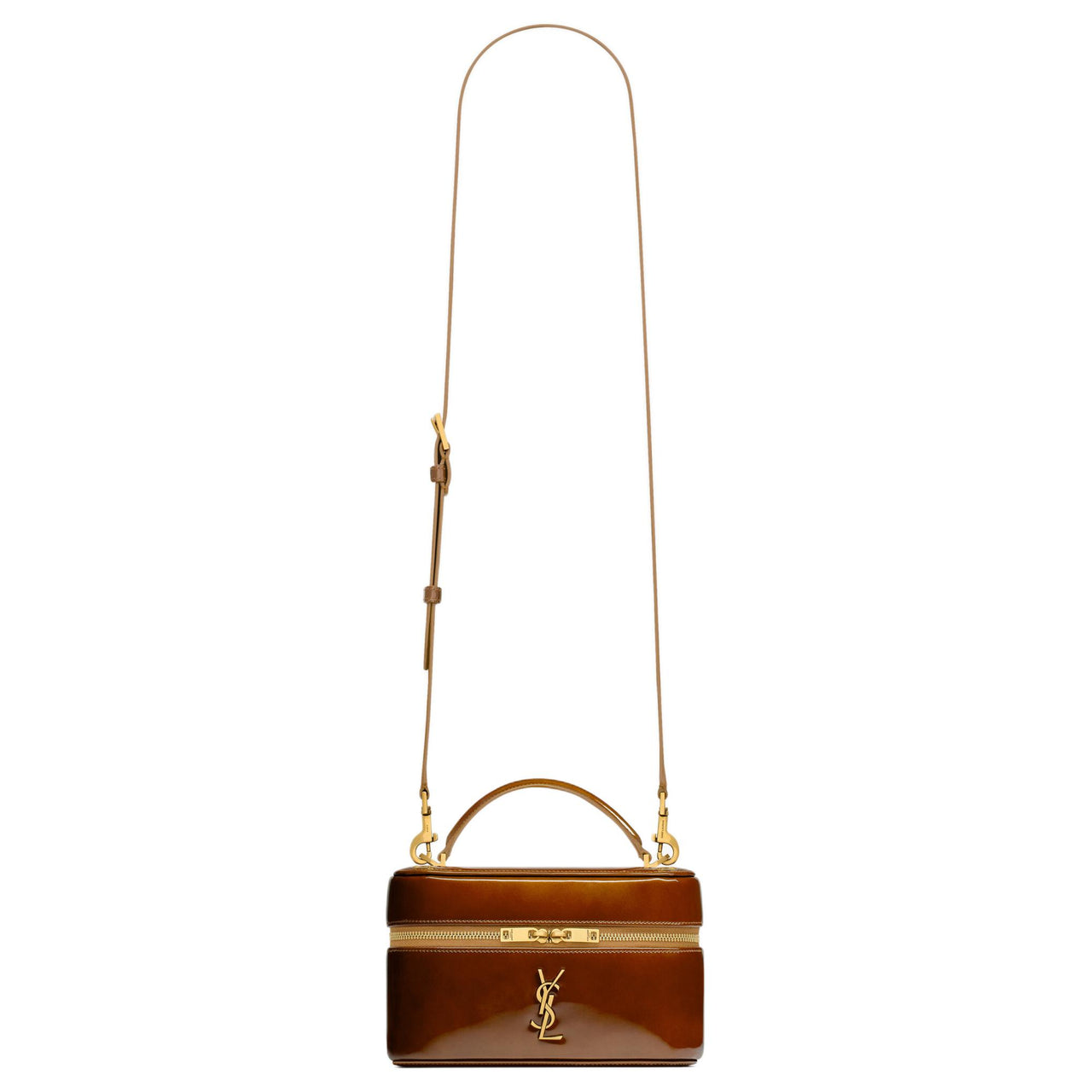 SAINT LAURENT GABY Lambskin Shoulder Bag, Crossbody Bag, Handbag, Makeup Bag Women's Brown