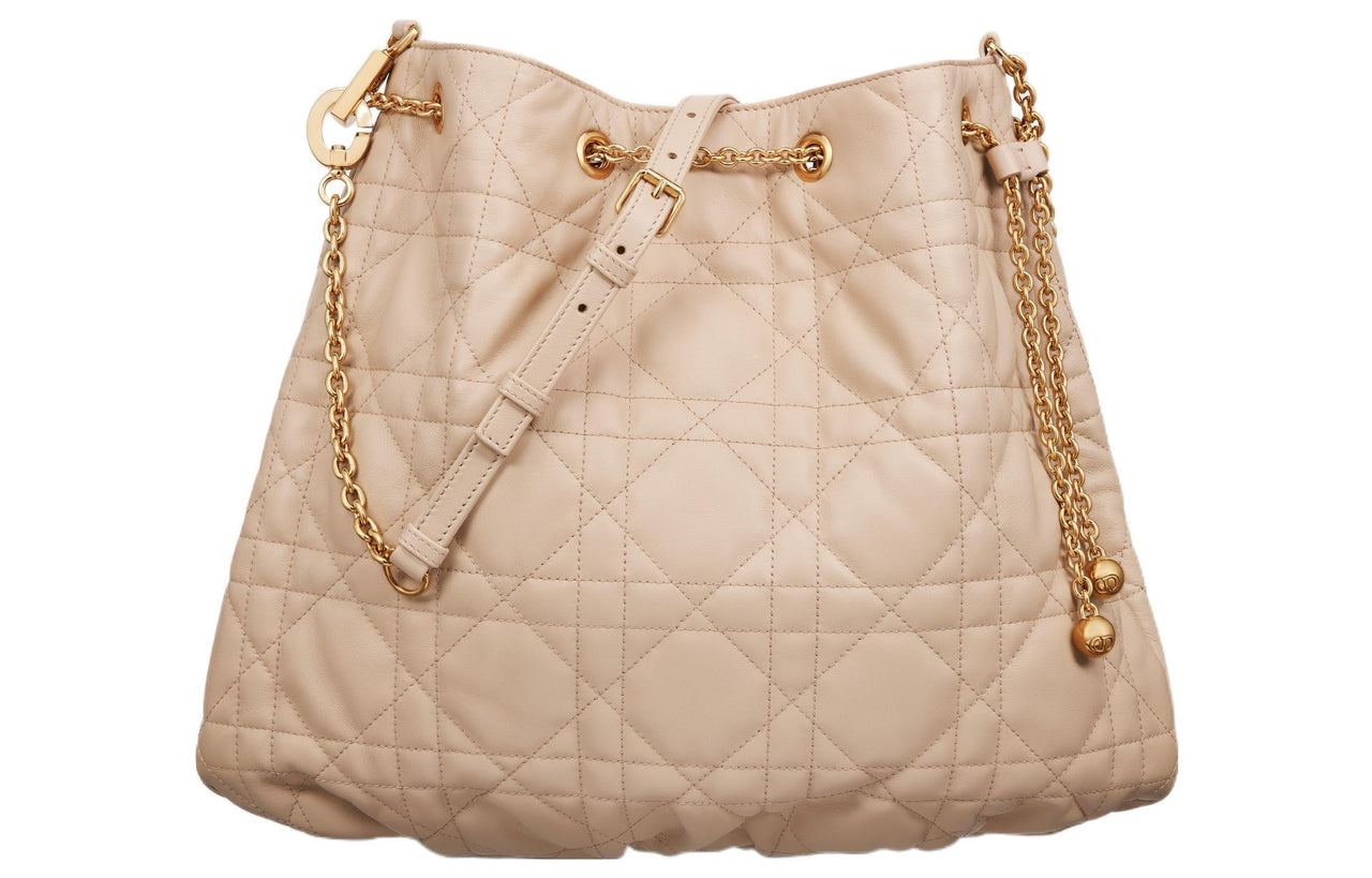 DIOR Ammi Lambskin Bucket Bags Crossbody Bag Shoulder Bag Women's Light Brown