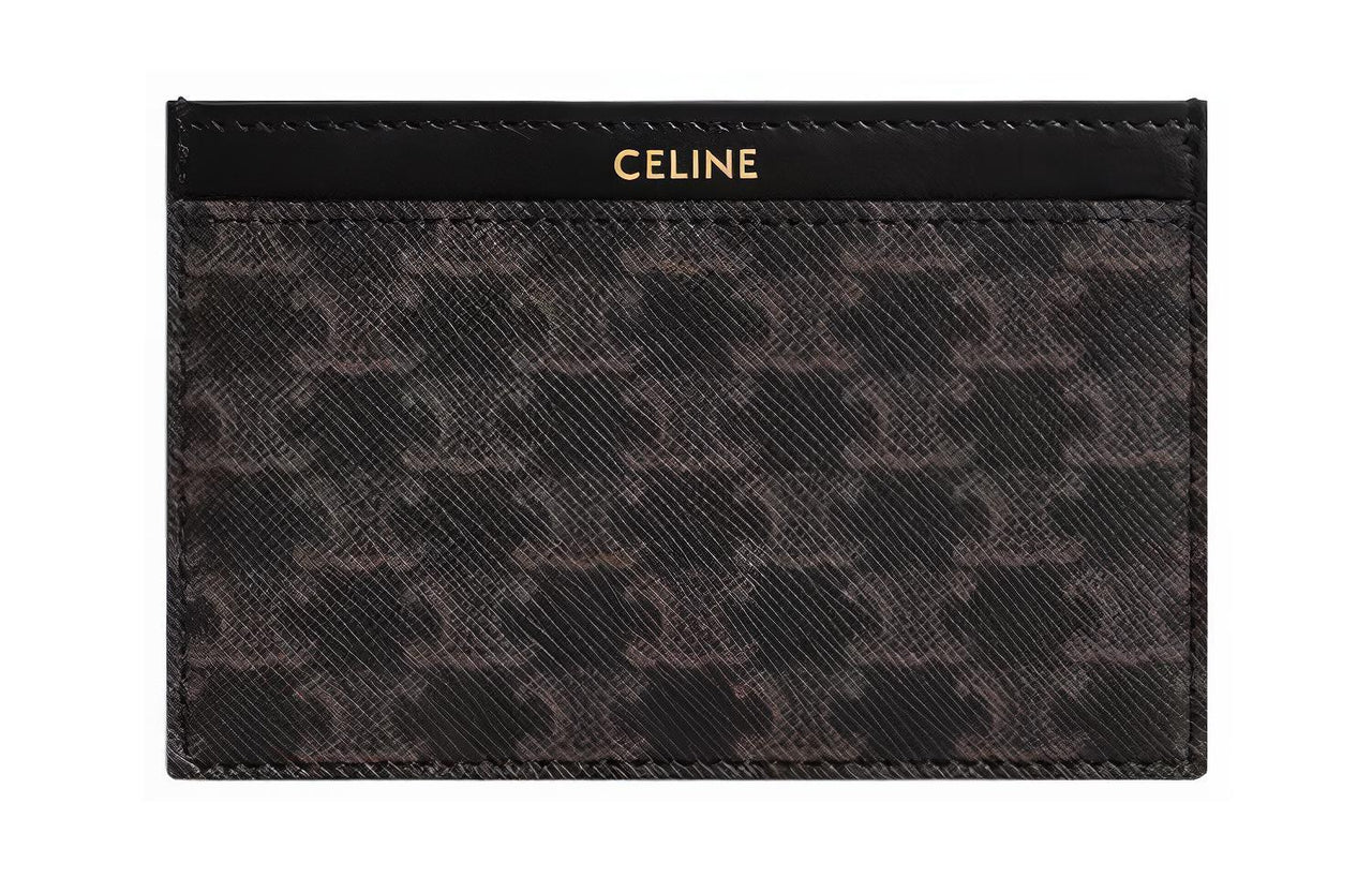 CELINE Triomphe Cow Leather Binding Card Holder Men's Black