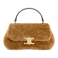 CELINE Shearling Handbag, Shoulder Bag Women's Brown