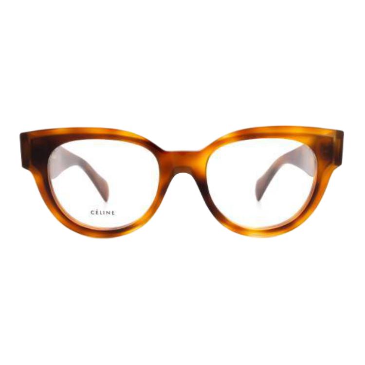 CELINE Acetate Irregular Shape Eyeglass Frames Unisex Brown