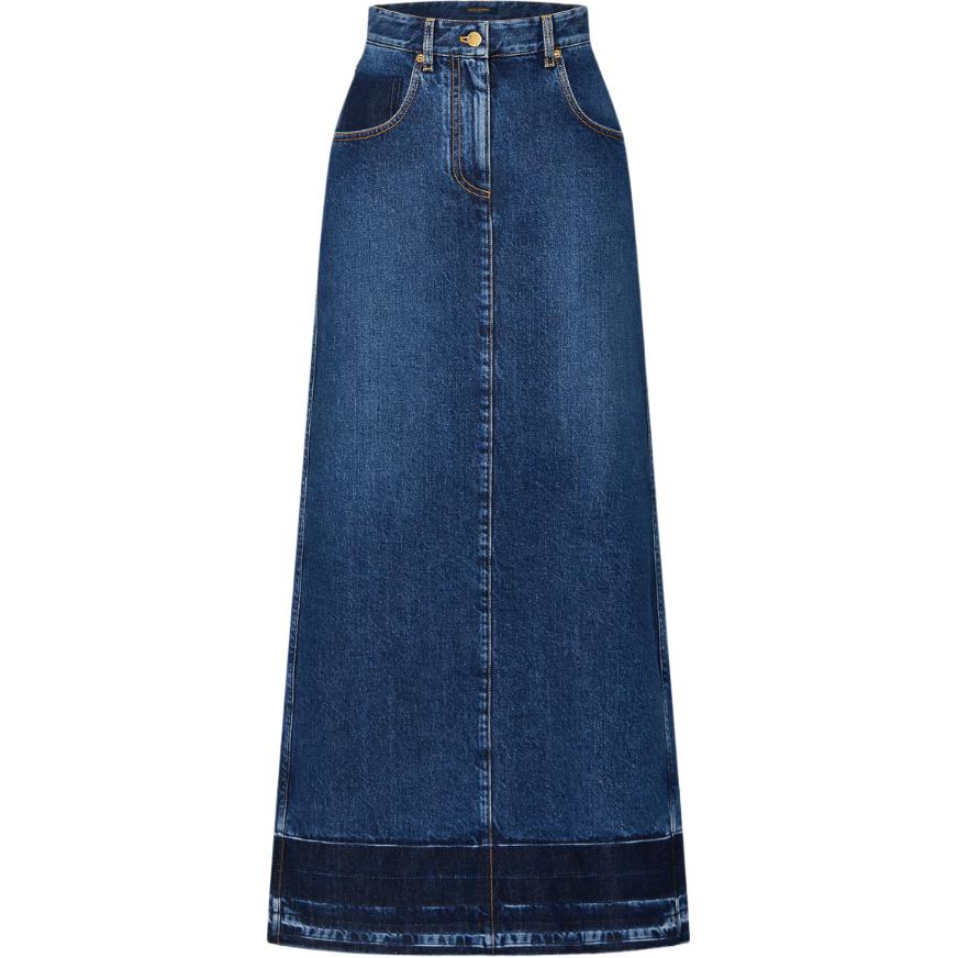 LOUIS VUITTON Washed Raw Denim Skirt