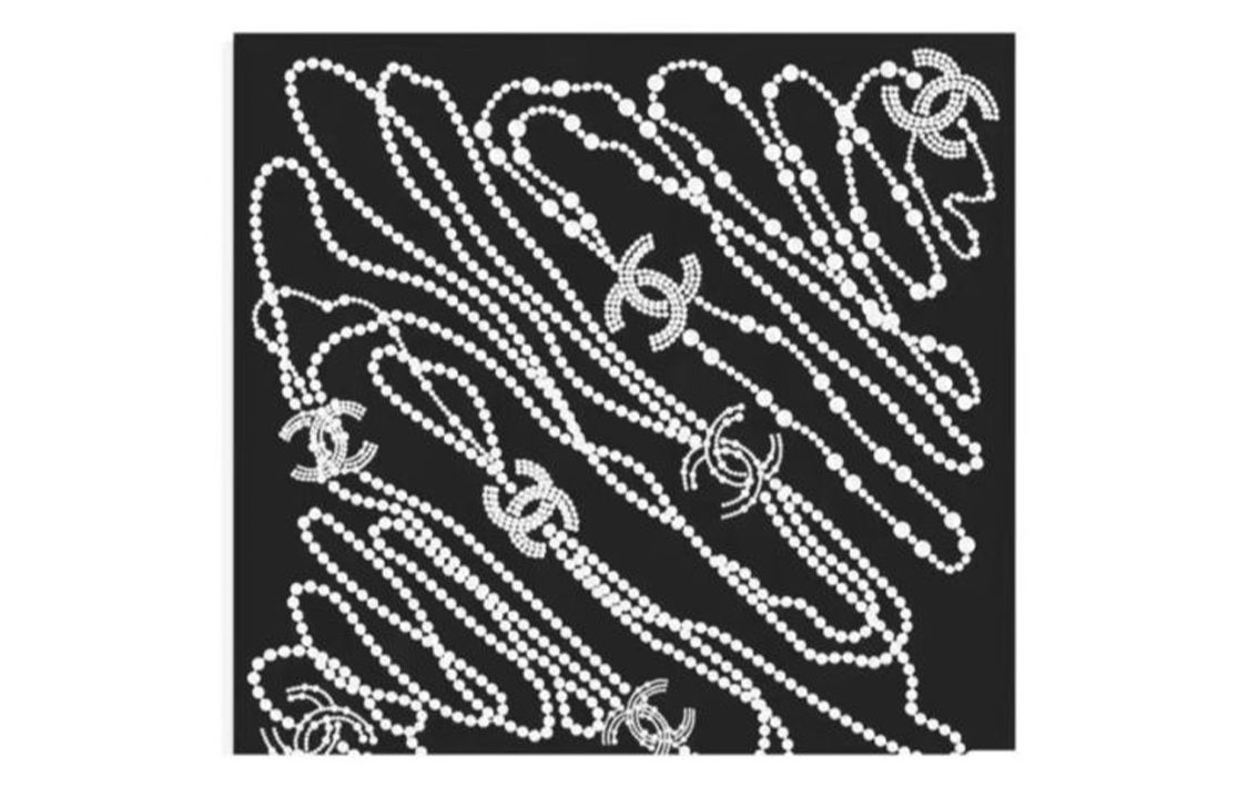 CHANEL Silk Silk Scarves Women's Black