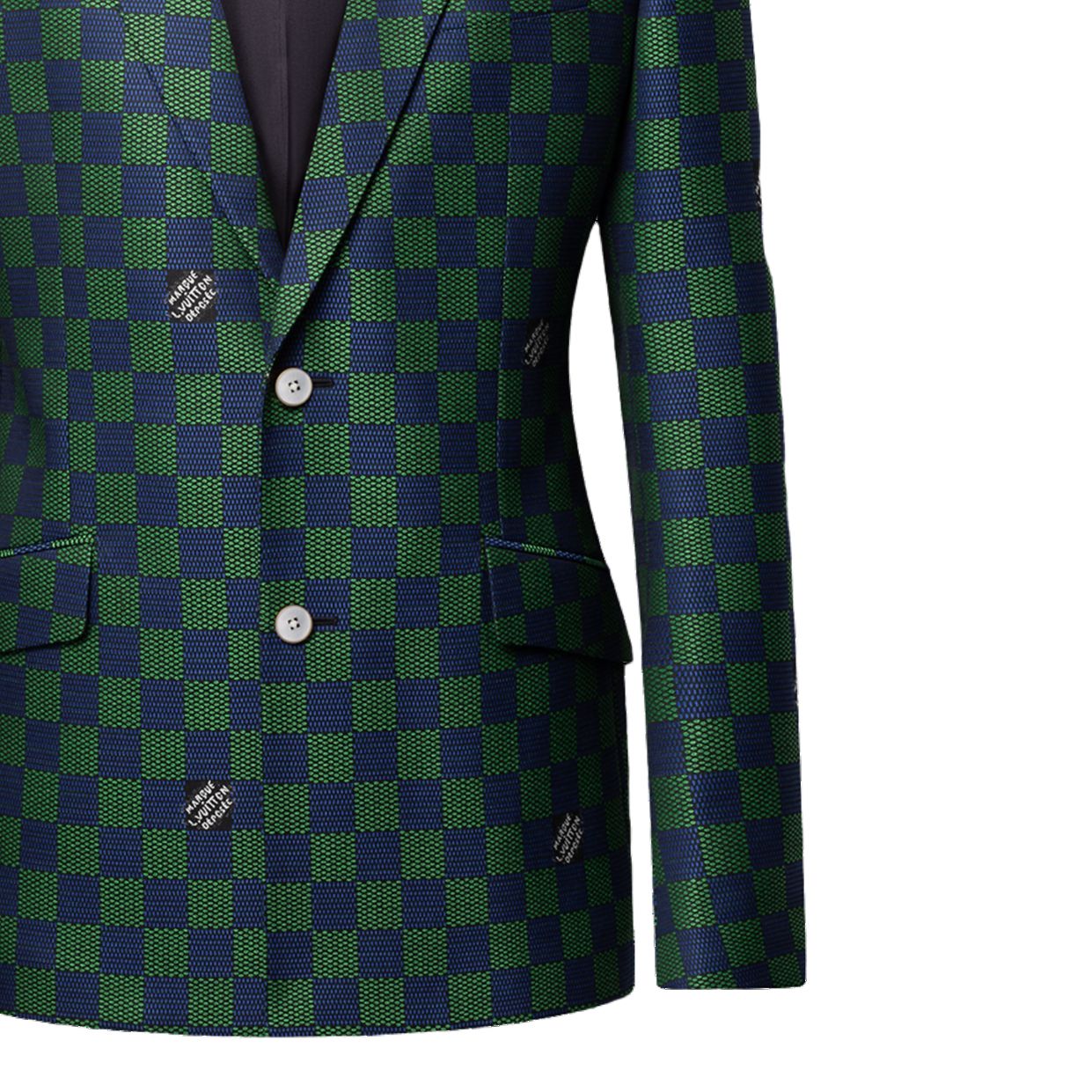 LOUIS VUITTON Jacquard Damier Wool Single-Breasted Jacket