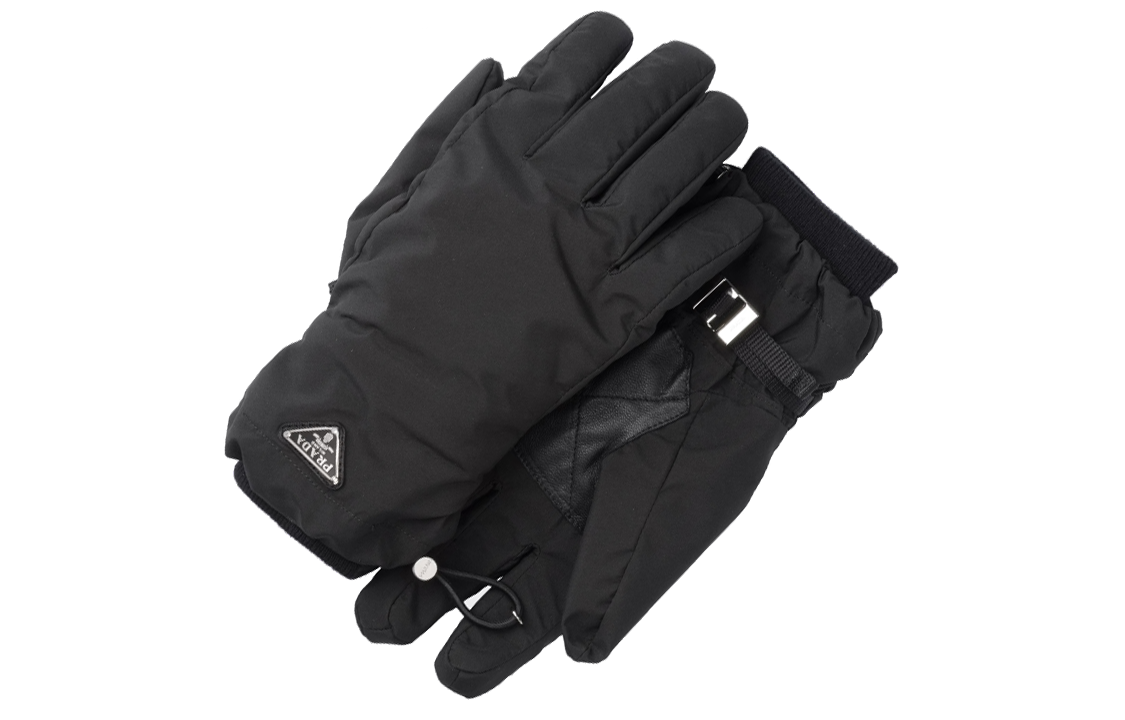 PRADA Leather Sports Gloves Men's Black