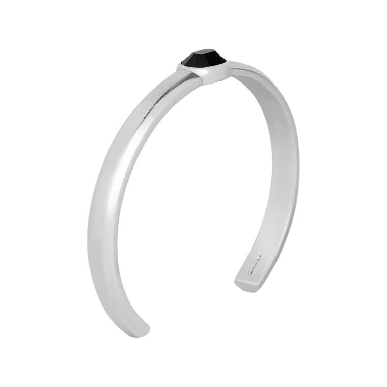 CELINE Bevelled Cuff In Onyx And Sterling Silver With Rhodium Finish
