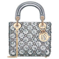 DIOR Lady Dior Calfskin Shoulder Bag, Crossbody Bag, Handbag Mini Women's Silver