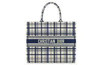 DIOR BookTote Canvas Tote Bag, Shopping Bag, Tote Canvas Bag, Handbag Large Size Women's Dark Blue/Ecru