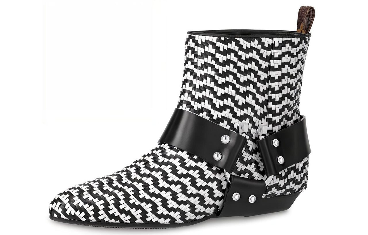 LOUIS VUITTON Rhapsody Ankle-Length Boots Women's Black White