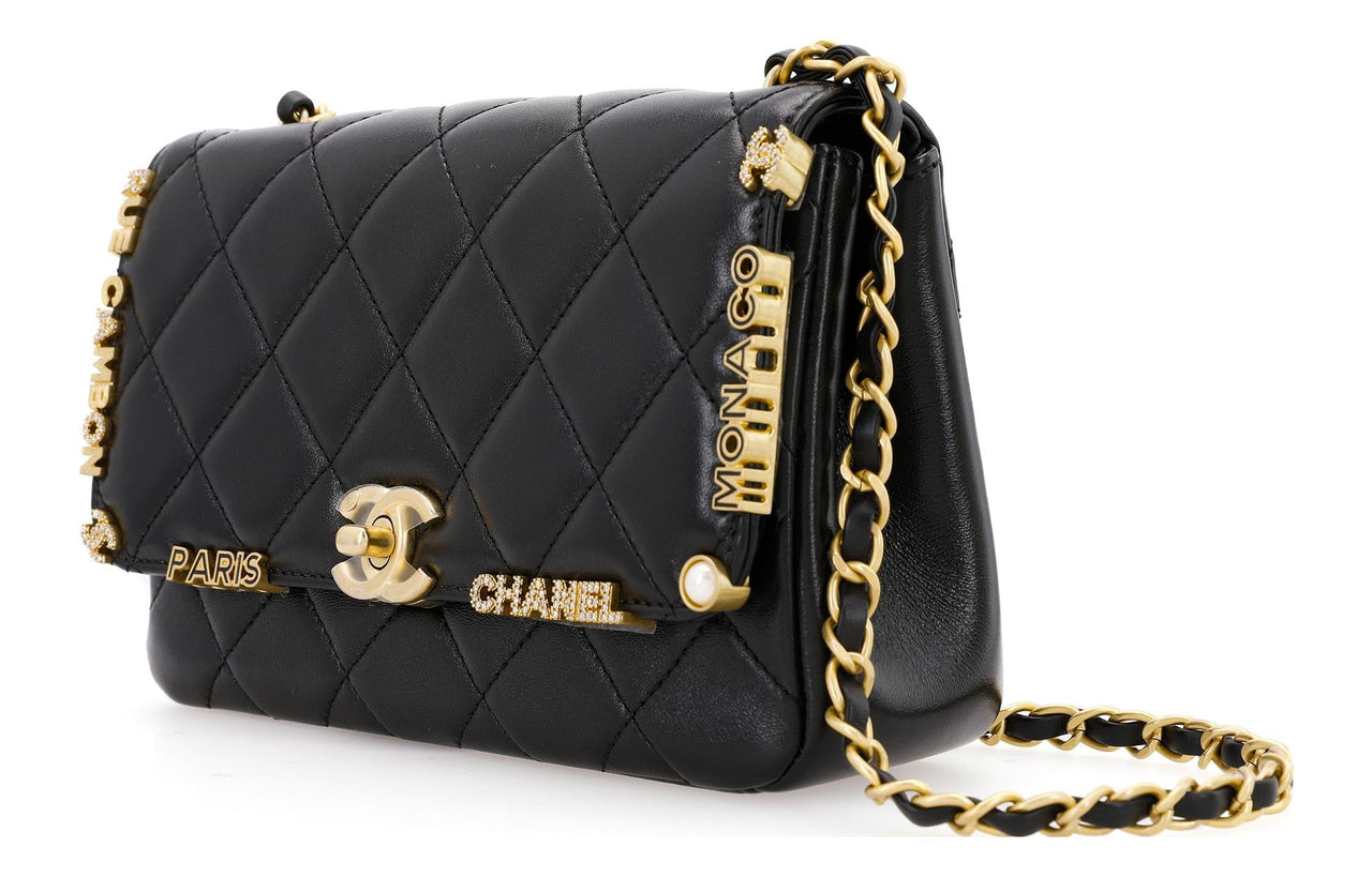 CHANEL Lambskin Flap Bag, Crossbody Bag, Shoulder Bag Women's Black