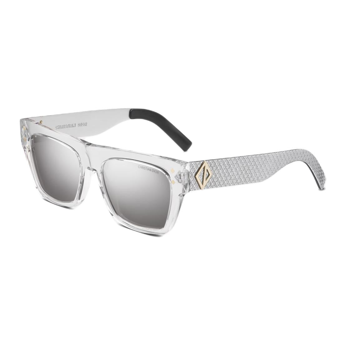DIOR Acetate Metal Square Sunglasses Unisex Transparent