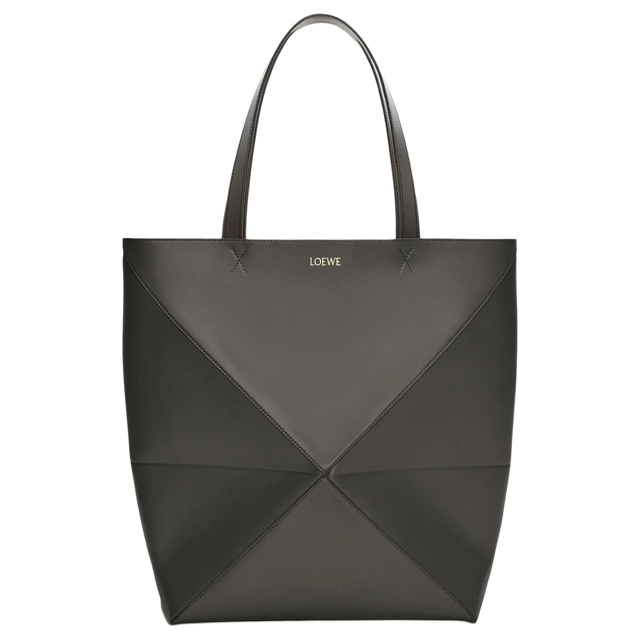 LOEWE Puzzle Fold Cow Leather Tote Bag, Shopping Bag, Handbag, Shoulder Bag Extra Large Women's Dark Gray