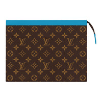 LOUIS VUITTON Monogram Macassar Coated Canvas Clutch Medium Size Unisex Blue & Brown