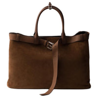 PRADA Suede Tote Bag Shopping Bag Shoulder Bag Crossbody Bag Handbag Women's Coffee