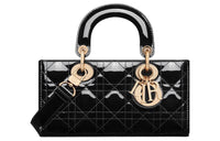 DIOR Lady D JOY Patent Leather Cowhide Princess Diana Bag Shoulder Bag Crossbody Bag Handbag Small Size Women's Black