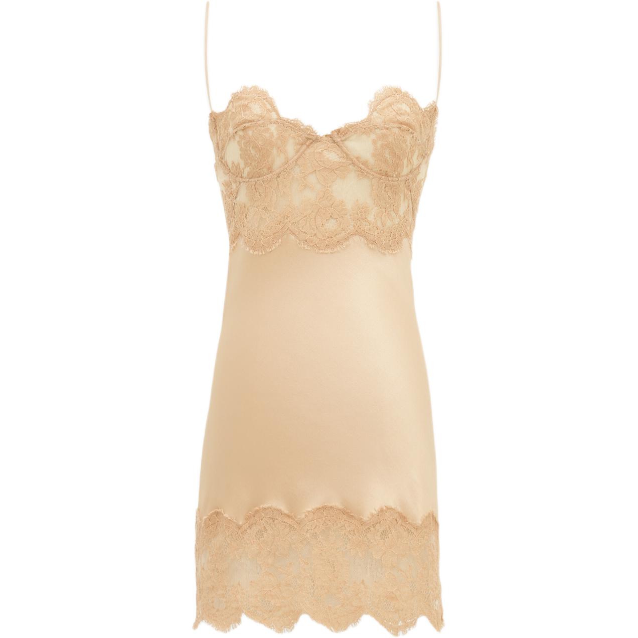 SAINT LAURENT FW24 Slip Dress Women's Beige Nude