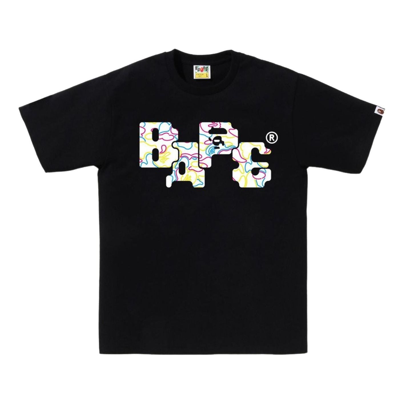 A Bathing Ape Neon Camo 8Bit Bape Logo T-Shirt 'Black' 1L30-110-041-BLK