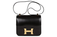 HERMES Constance Box Leather Shoulder Bag, Crossbody Bag Regular Women's Noir Black
