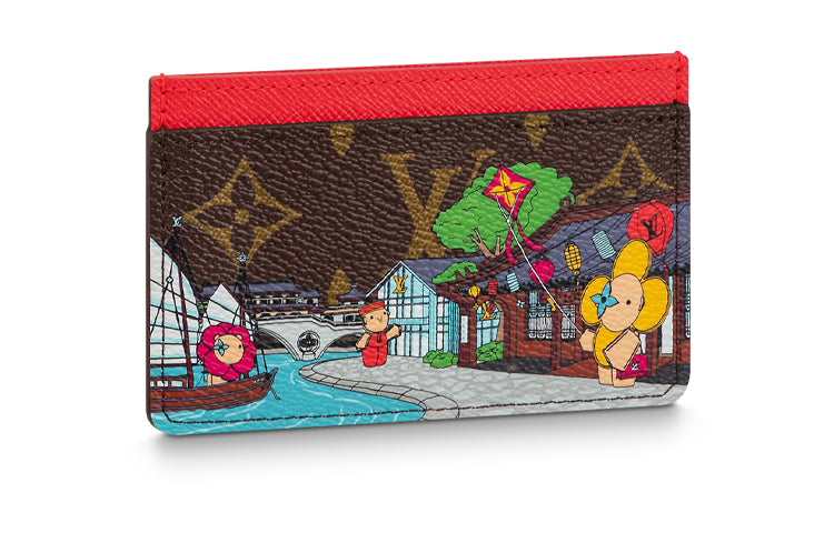 LOUIS VUITTON Coated Canvas Card Holder Regular Women's Brown