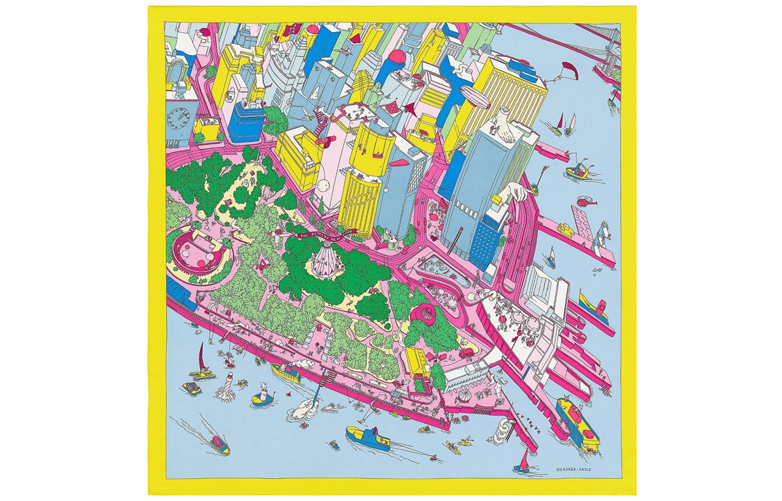 HERMES Silk Scarf Women's Orange/Pink