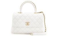 CHANEL Cow Leather Handbag, Shoulder Bag, Crossbody Bag Small Size Women's White
