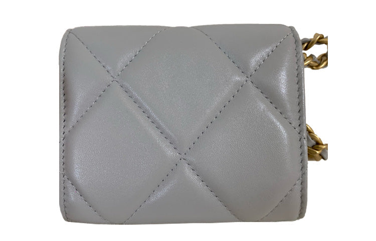 CHANEL 19Bag Sheepskin Wallet Regular Women's Gray
