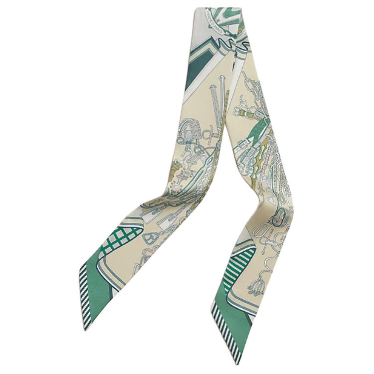 HERMES Mulberry Silk Silk Scarves Women's Green