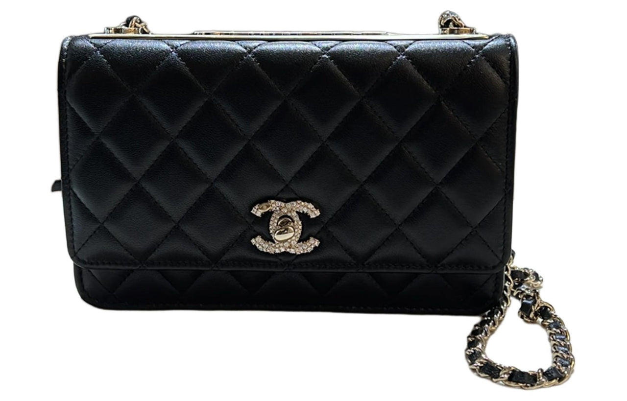 CHANEL Sheepskin Shoulder Bag, Crossbody Bag Women's Black