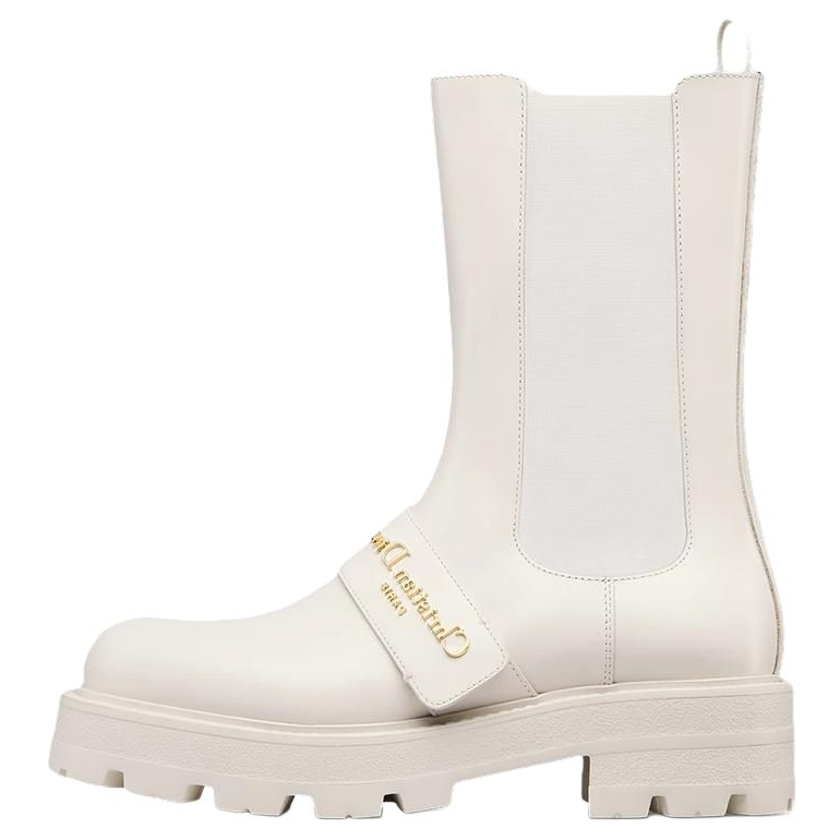 DIOR D-Quest Short Chelsea Boots Women's White