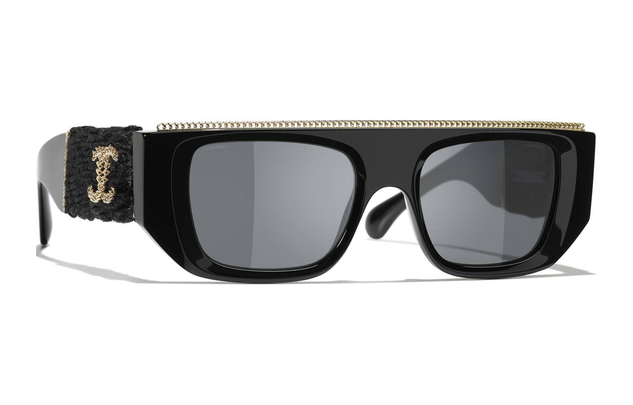 CHANEL Acetate Aviator Sunglasses Women's Black