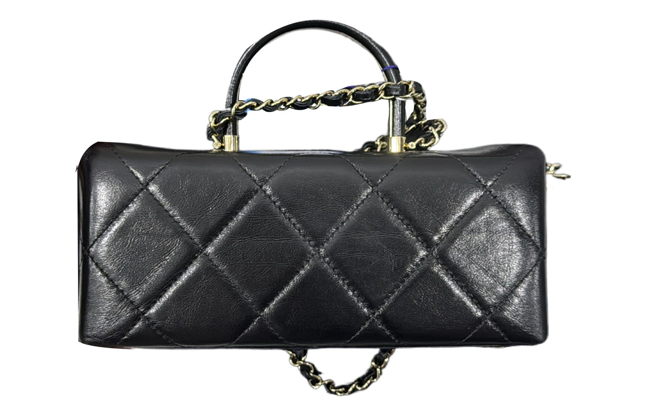 CHANEL Shiny Cow Leather Box Bag Shoulder Bag Crossbody Bag Handbag Women's Black