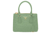 PRADA Galleria Killer Bag Ostrich Leather Shoulder Bag Crossbody Bag Handbag Mini Women's Light Green
