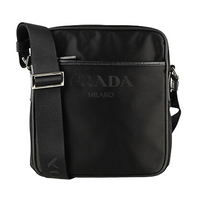 PRADA Nylon And Leather Crossbody Bag Shoulder Bag Unisex Black