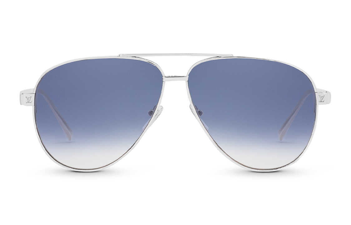 LOUIS VUITTON Metal Irregular Shape Sunglasses Men's Silver