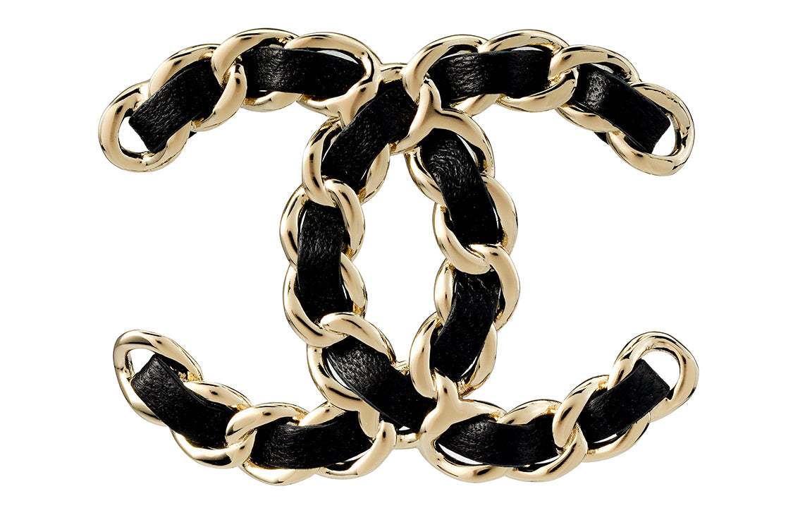 CHANEL Lambskin Metal Brooches Women's Black