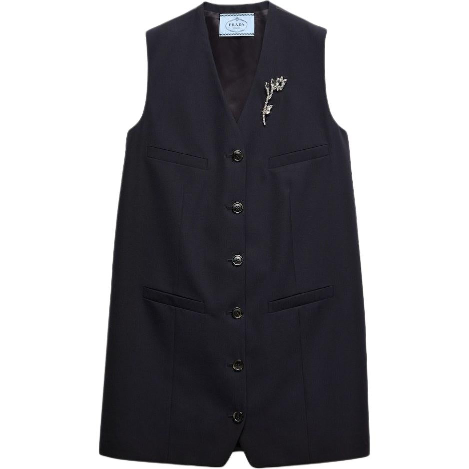 PRADA Brooch Detailed Tailored Mini Dress