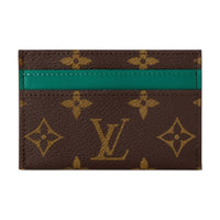 LOUIS VUITTON Leather Card Holder Unisex Green & Brown