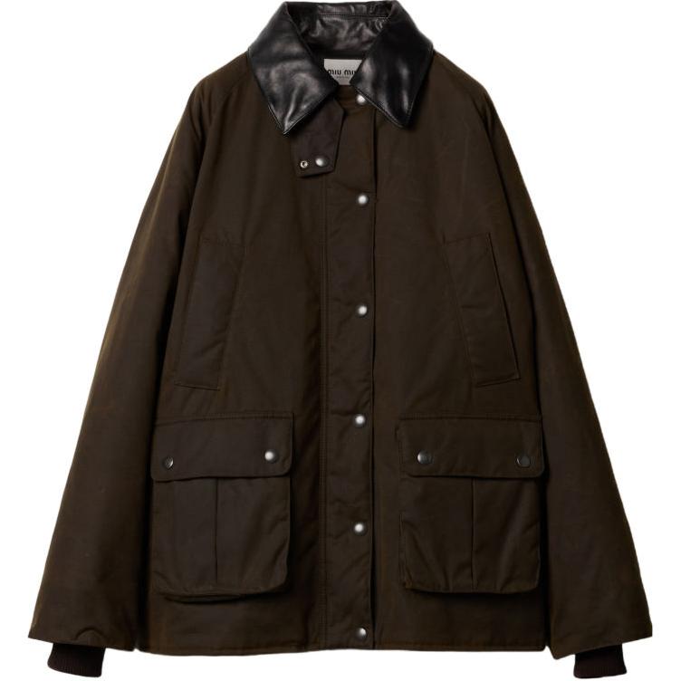 MIU MIU Waxed Canvas Padded Jacket 'Ebony'