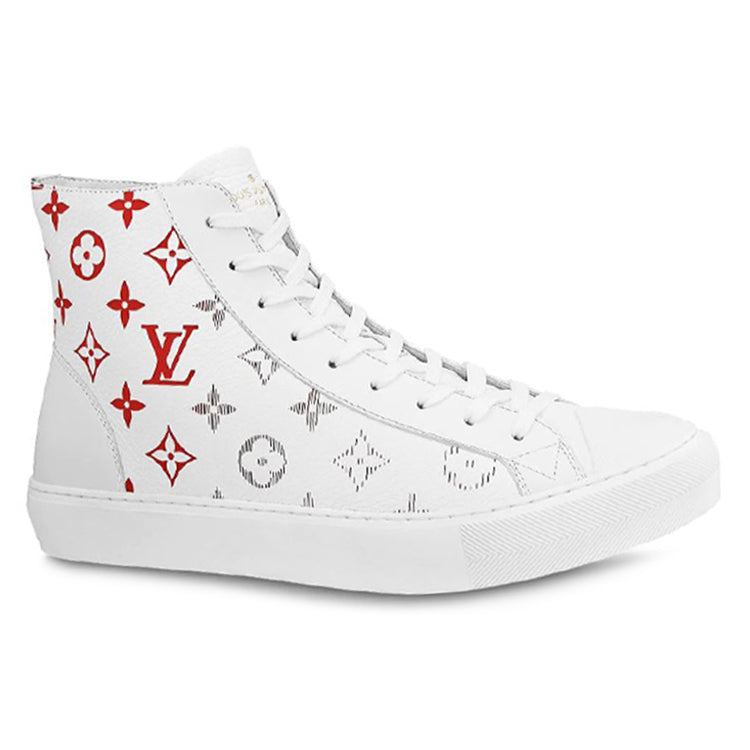 LOUIS VUITTON Tattoo Monogram Ankle Sneakers 'White Red Grey' 1A5Z0C
