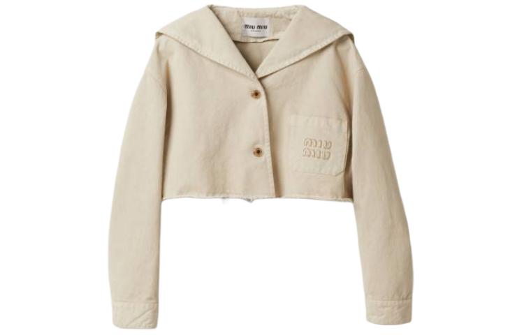MIU MIU Gabardine Blouson Jacket Jackets Coats Women's Beige