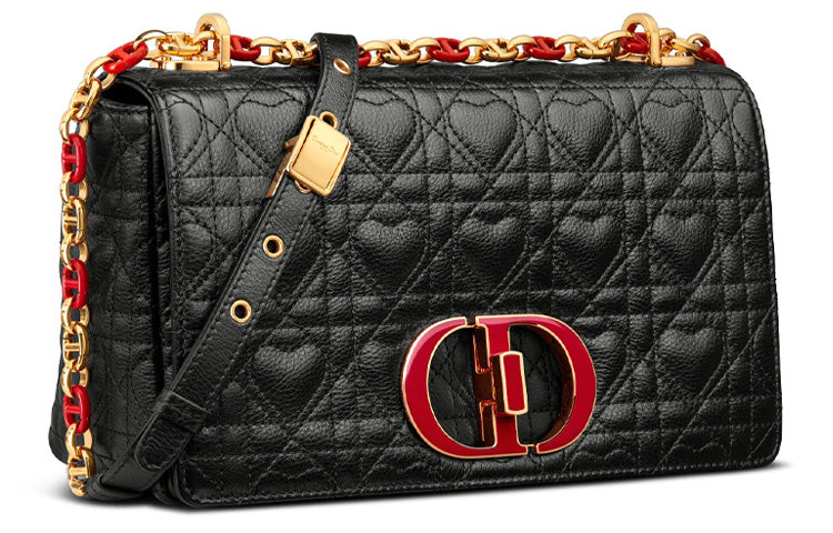 DIOR Cow Leather Chain Shoulder Bag, Crossbody Bag, Handbag Women's Black