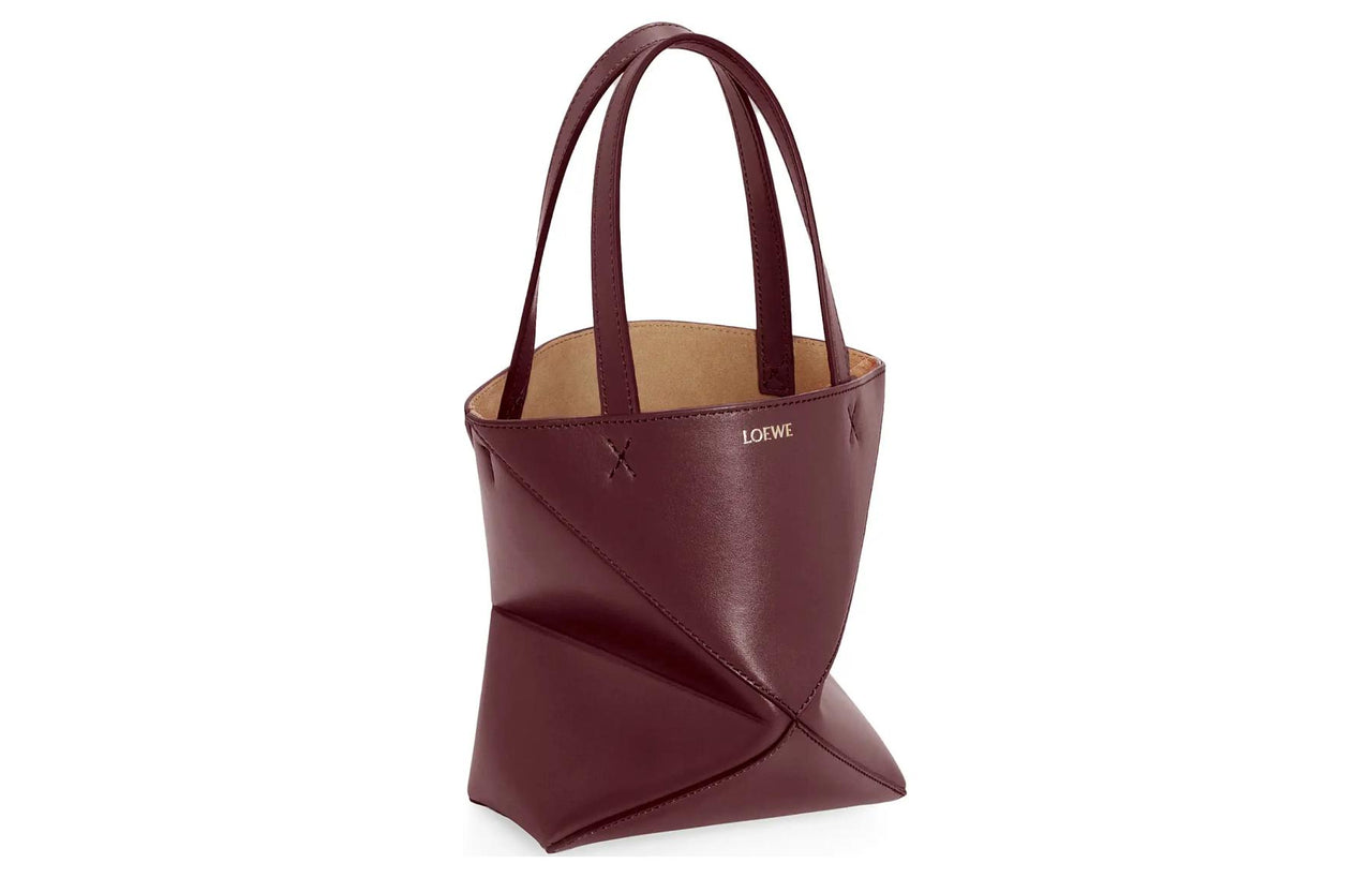 LOEWE Cow Leather Tote Bag, Shopping Bag, Handbag Mini Women's Dark Burgundy Red