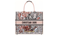 DIOR BookTote Leather Tote Bag Shopping Bag Shoulder Bag Handbag Medium Size Women's Pink/Black/Gray